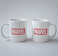 Подарункова біла кружка із кераміки з прикольним принтом герої Marvel 330 мл, крута чашка для напоїв