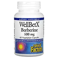 Natural Factors WellBetX берберин. 500 мг, 60 вегетарианских капсул