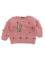 Детский свитер Турция 1, 2, 3, 4 года для девочки на пуговицах розовый (ФД22)