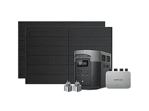 Комплект енергонезалежності EcoFlow PowerStream - мікроінвертор 600W + зарядна станція Delta Max 2000 + 2 x 400W стаціонарні соняч