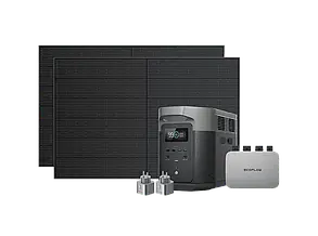 Комплект енергонезалежності EcoFlow PowerStream - мікроінвертор 800W + зарядна станція Delta Max 2000 + 2 x 400W стаціонарні соняч