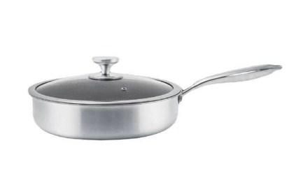 Сковорода кухонна глибока Benson 24 см з нержавіючої сталі професійне антипригарне покриття, фото 1