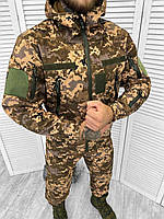 Тактический осенний костюм Soft Shell пиксель Комплект куртка штаны софтшел пиксель на флисе