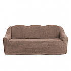 Чохли натяжні на диван і два крісла плюшеві хутряні Venera колір капучіно, фото 2