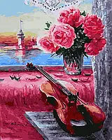 Картина Рисование по номерам Цветы Набор для росписи Скрипка на подоконнике 40x50 Rainbow Art GX45468