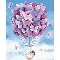 Картина Рисование по номерам Романтика Воздушный шар Путешествие с бабочками 40x50 Rainbow Art GX44624