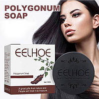 Чёрное мыло-шампунь Polygonum Soap для затемнения седых волос и ухода