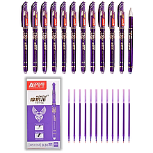 Стирающа ручка пише стирає 12шт + 12шт стрижнів фіолет ручка стирачка