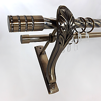 Карниз для штор Orvit Циліндр з камінцями металевий дворядний ретро кручена труба кільце металеве Антик 25\19