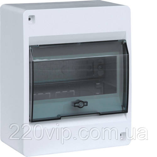 Щит зовнішній із прозорими дверима 6 мод. HAGER COSMOS VD106TD, бокс Хагер, КОСМС розподільний навісний, фото 1