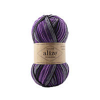 Пряжа Alize Wooltime (Вуллтайм) 11013 сиреневый меланж (носочная, нитки для вязания, полушерсть)