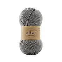 Пряжа Alize Wooltime (Вуллтайм) 21 серый (носочная, нитки для вязания, полушерсть)
