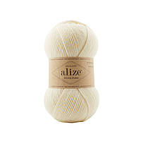 Пряжа Alize Wooltime (Вултайм) 01 молоко (шкарпеткова, нитки для в'язання, напіввовна)
