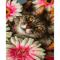Картина по номерам "Кот в цветах" 40х50 см [tsi205344-ТCІ]