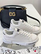 Жіночі білі кросівки Dolce & Gabbana Дольче Габбана снікери Portofino light зі шкіри Custom 2.Zero, фото 6