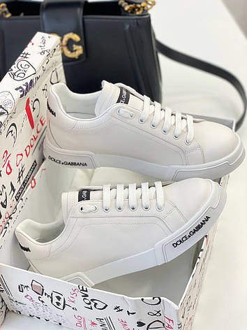 Жіночі білі кросівки Dolce & Gabbana Дольче Габбана снікери Portofino light зі шкіри Custom 2.Zero, фото 1