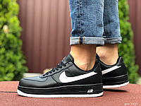 Мужские стильные демисезонные кроссовки черные Nike Air Force прошитые, форс