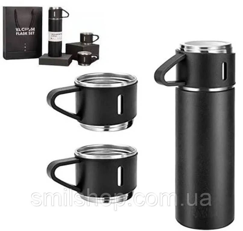 Термос із 3 Чашками з Вакуумною ізоляцією Vacuum flask set 500 мл Подарунковий Набір для Напій