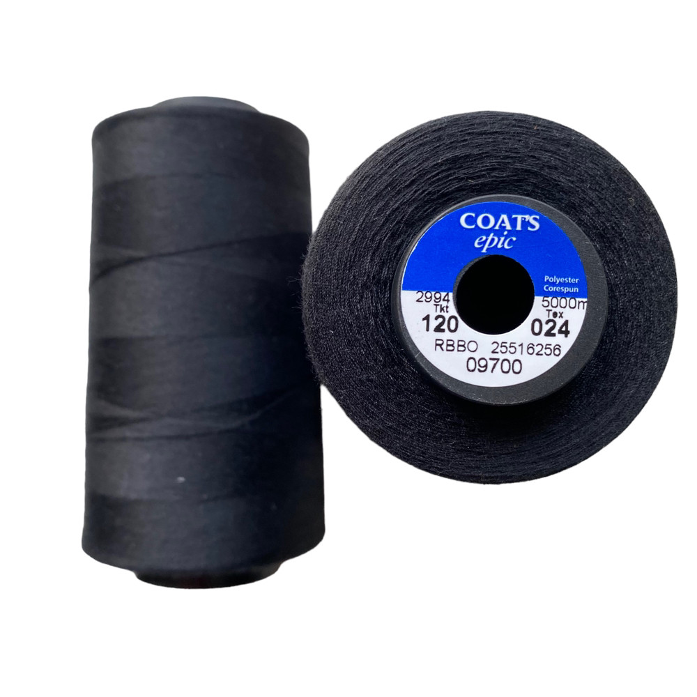 Нитка армована для шиття Coats Astra товщина 120 колір 09700 чорний, 5000м, фото 1