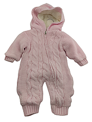 Чоловічок для новонароджених 3, 6, 9 місяців Туреччина теплий в'язаний для дівчинки рожевий (ЧН149)