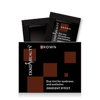 Краска-тинт для бровей и ресниц Ekko Beauty GRADIENT EFFECT, тон Brown, саше