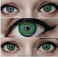 Цветные контактные зелёные линзы Meetone Himalaya Green для темных и светлых глазок