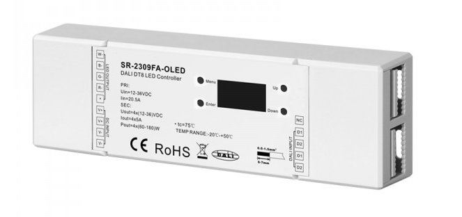 Димер із майстер контролером SR-2309FA-OLED  DALI DT8 Master 4 канала 12-36 в SUNRICHER 18033о