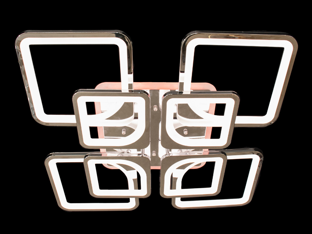 Світлодіодна крига-люстра з пультом і підсвіткою, колір хром, 165 W на 23 м2 8060-4+4HR-LS