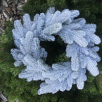 Вінок новорічний різдвяний d-50 см із литої хвої засніжений Lux