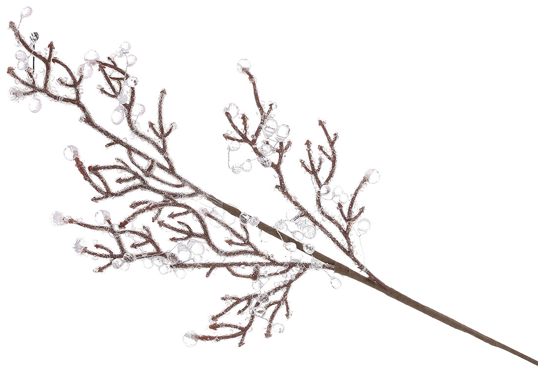 Декоративна гілка з акриловими намистинами у льоду, 76см, колір - - 12 шт УПАКОВКА ТОВАР ВІД ВИРОБНИКА