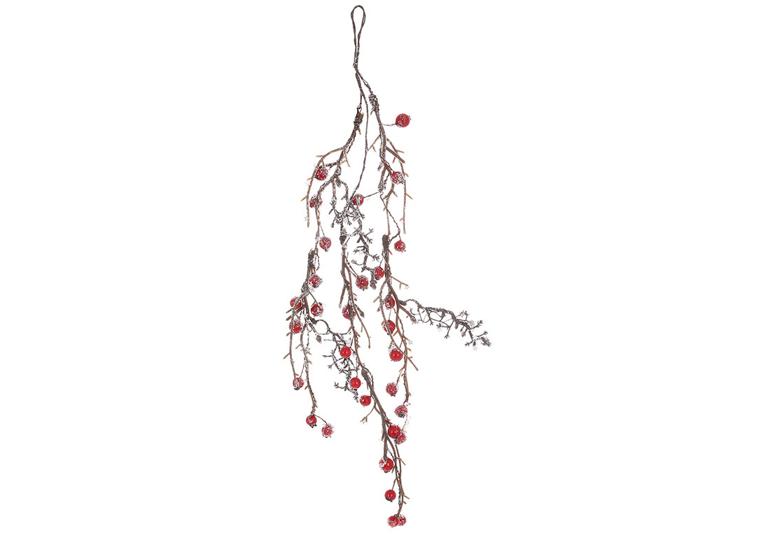 Декоративна гілка з червоними ягодами 40см, колір - коричневий з червоним - 12 шт УПАКОВКА ТОВАР ВІД ВИРОБНИКА
