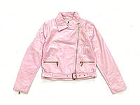 Розовая,кожаная куртка для девочки To be too 140,152  см