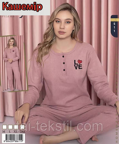 Піжама тепла жіноча м'який ІНТЕРЛОК-КАШЕМІР Туреччина M-L-XL-2XL (Нова колекція), фото 2