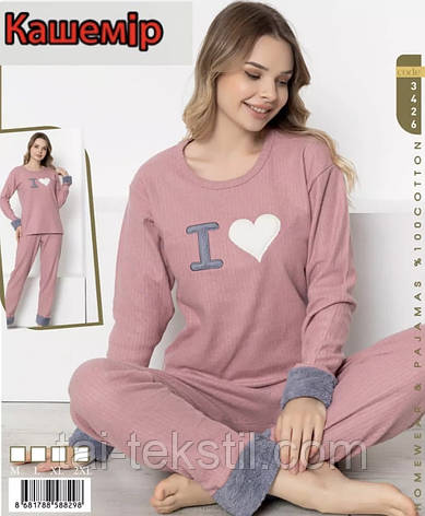 Піжама тепла жіноча м'який ІНТЕРЛОК-КАШЕМІР Туреччина M-L-XL-2XL (Нова колекція) Новинка, фото 2