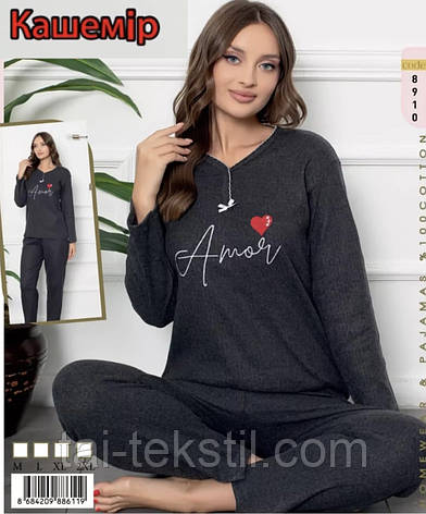Піжама тепла жіноча м'який ІНТЕРЛОК-КАШЕМІР Туреччина M-L-XL-2XL (Нова колекція), фото 2