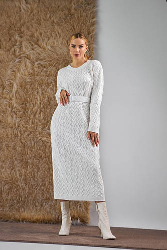 Купити В'язана сукня косами молочного кольору. Модель 2424 Trikobakh ...