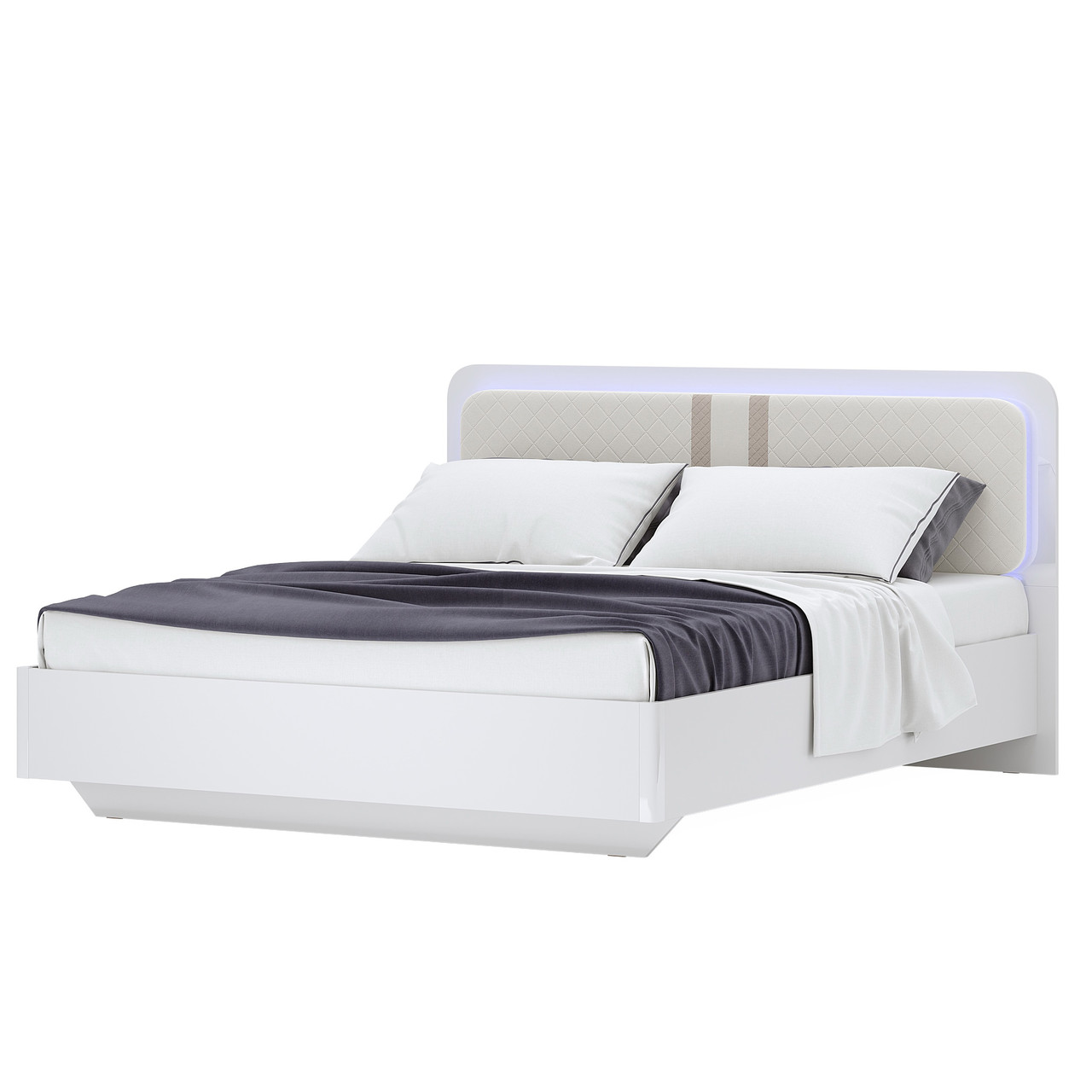 Ліжко двоспальне 160x200 Белладжіо Білий глянець Миро-Марк (з каркасом/без матраца), фото 1