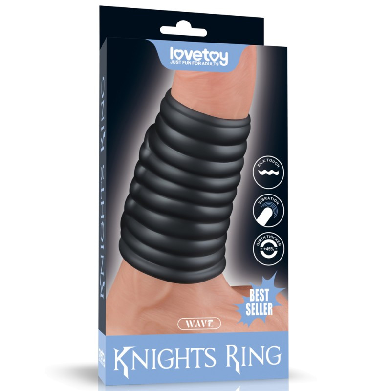 Насадка на пеніс Vibrating Wave Knights Ring Black Кітті