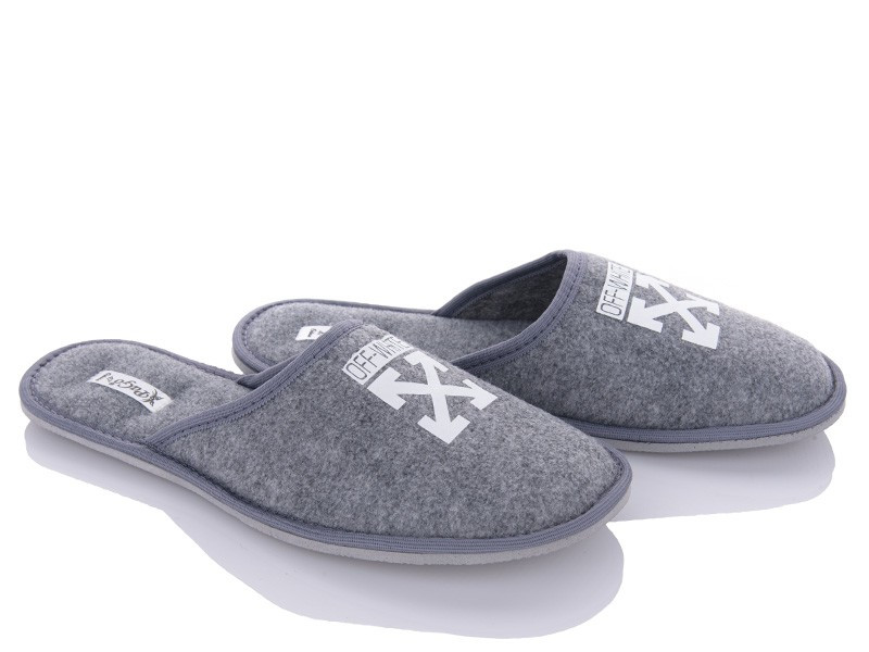 Тапочки чоловічі сірі фетрові офвайт, фото 1