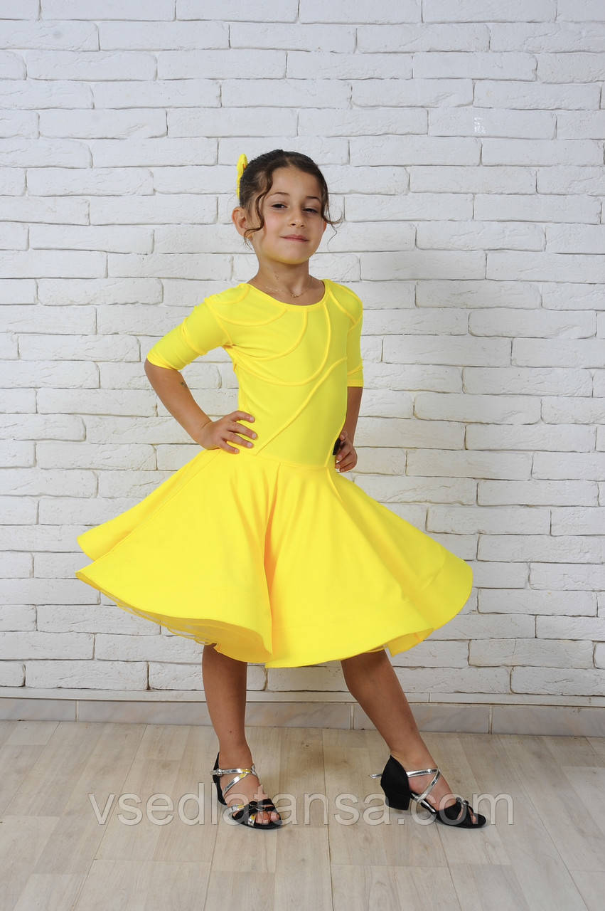 Сукня для бальних танців колір жовтий Модель №014