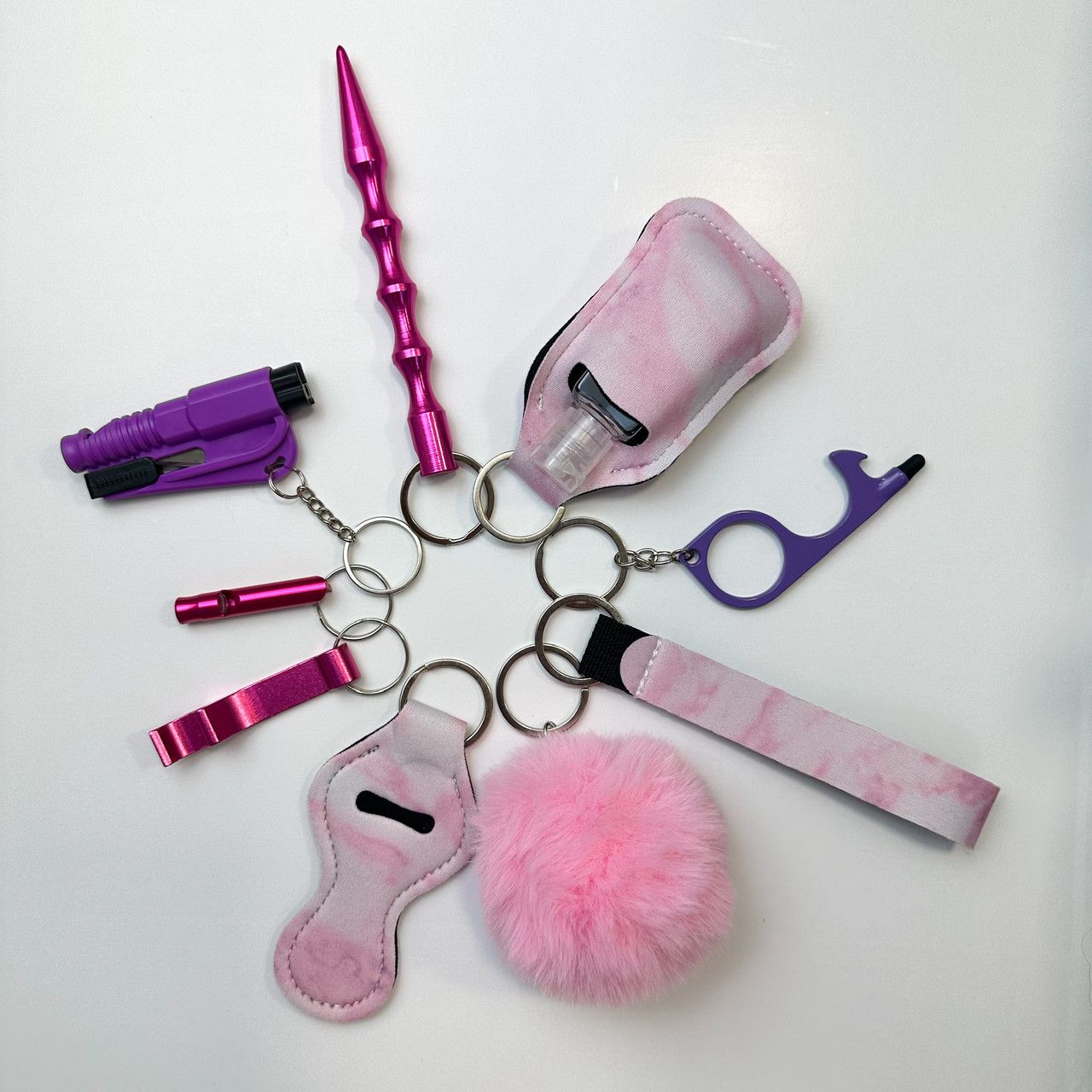 Оригинальный набор S брелоков для самообороны цвет розовый | безопасность защита брелок для девочек - фото 1 - id-p1930130680