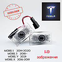 Логотип подсветка двери Тесла Lazer door logo light Tesla Линза стекло HD изображение, PREMIUM