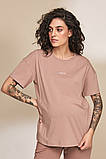 Стильна трикотажна футболка для вагітних та годування MUSE капучино, фото 2