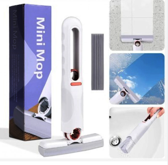 Мінішвабра MINI MOP XL-340 з автовіджимом, легка, для прибирання будинку, авто, з додатковими губками