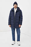 Подовжена чоловіча зимова куртка Finn Flare FWB21068-101 Down Fill синя L, фото 2