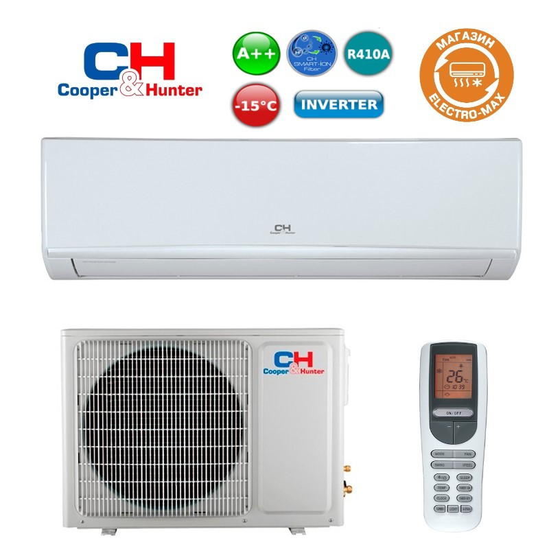 Кондиціонер Cooper&Hunter CH-S24FTXW-NG інверторний на обігрів 70м2 при морозі - 15°C