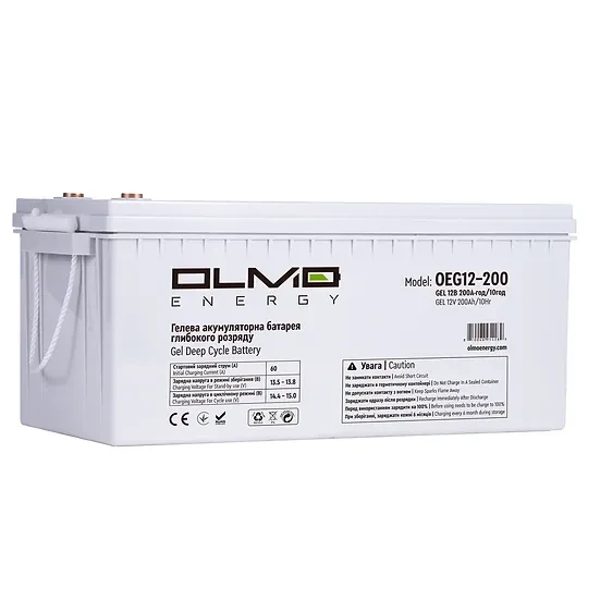 Гелевий акумулятор ємність 200 а/год 12 В (12V-200AH) OLMO OEG12-200 для ДБЖ та інверторів.