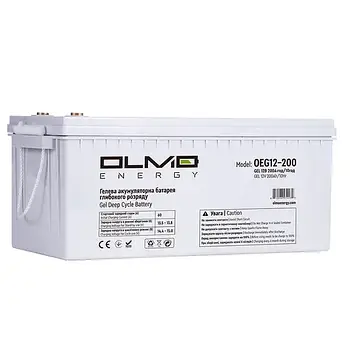 Гелевий акумулятор ємність 200 а/год 12 В (12V-200AH) OLMO OEG12-200 для ДБЖ та інверторів.