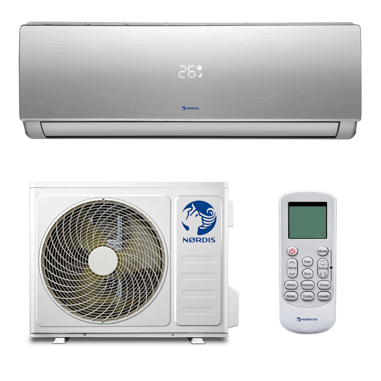 Кондиціонер NORDIS NDI-NDI-S09TC1(S)/NDO-S09TC2 серія SIRIUS Silver (25м2, -15°С/+43°С, R410, inverter, А++)
