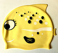 Шапочка детская для плавания силиконовая РЫБКА (3-5 лет) желтая